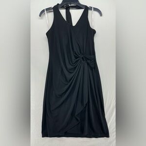 Tommy Bahama Clara Halter Dress Faux Wrap Knee Length Shelf Bra Black Size M